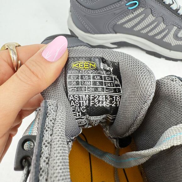 KEEN Womens Utility Reno Mid KBF Work Boot US 7.5 Grey Waterproof Comp Toe NIB - Picture 12 of 14